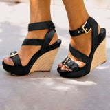 Summer Fashion Slope And Ultra-High Heel Waterproof Buckle With Sandals Women 40-43Large Size Sandals HZ0115