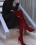 Women's Boots 2025 New Over Knee Boots Sharp Head High And Grind High-Heelled Boots HZ0115