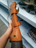 Autumn And Winter New Leather Boots Women Solid Ribbon Zipper Pocket Martin Boots Station Wish HZ0115