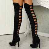 New Women's Boots 2025 Fashion Tips Behind The Hollow Height And Large Size 40-43 Women's Boots HZ0115