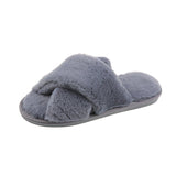 Autumn And Winter New Big Rabbit Velvet Cross With Couple Floor Cotton Slippers Indoor Warm Anti-Slip Cotton Slippers HZ0115
