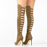 New Women's Boots 2025 Fashion Tips Behind The Hollow Height And Large Size 40-43 Women's Boots HZ0115