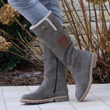2025 New Long-Winded Snow Boots Side Zipper Tumbling Through The Round Head High-Clinity Lady Large-Size Snow Boots HZ0115