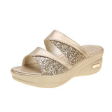 Large-Size Slopes And Cold Slippers Women's Summer New Squint Fish Mouth Thick Bottom Wearing Slippers HZ0115
