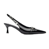 High-Heeled Shoes Design Sense Of Niche Temperament Rivet Patent Leather Kitten With A Word Buckle With Head Sandals HZ0115