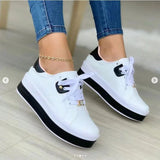 Large-Size 2025 Summer Round Head Four Seasons New Pine Cream Bottom Black And White Double Tie With Casual Sports Women's Single Shoes HZ0115
