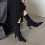 Apricot Short Boots Women Autumn And Winter Commute High And Bare Boots Korean Version Of Thin Skinny Boots Tips And Elastic Socks Boots HZ0115