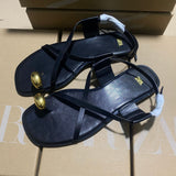ZAJ2025 Spring Cross-Lace Metal Flat Sandals Women's Leisure Beach Shoes Soft Soles Toes Roman Shoes HZ0115