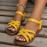 Large-Size 2025 Summer New Shoes Fashion Flat Shoes Sandals Roman Shoes Beach Shoes Women's Shoes HZ0115