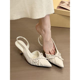 Temperament Tip Wrinkled Folded Back Empty Sandals Women Spring 2025 Gentle High Heel Single Shoes HZ0115
