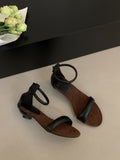 French Niche Design Feeling Low-Heeled Sandals Women 2025 Summer New Leopard Toe With Roman Shoes HZ0115