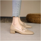 Small Leather Shoes Female British Wind 2025 Spring And Autumn New Coarse Heel Single Shoes One Foot Pedalle Shoes Women's Heel HZ0115