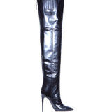 2025 Autumn And Winter New Sexy Pointy Head Zipper Lady Size Over Knee Long Barrel Women's Shoes HZ0115