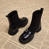 Vintage British Style Thin Skinny Boots Brown Socks Boots 2025 Autumn And Winter Gas Small Short Boots Small Ankle Boots HZ0115