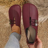 2025 Summer New Soft Leather Flat Soles Women's Round Head Shallow One-Foot Pedal Large Women's Shoes HZ0115