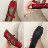 The Inner High-Grade Version ~ Retro Full Star Rivet Ballet Single-Shoe Girl Spring And Autumn Buckle With Shallow Mary Treasure Shoes HZ0115