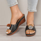Slot And Flower Slippers Women Wear 2025 Summer New Large Size Loose Cake Thick Bottom Comfortable Cool Slippers HZ0115