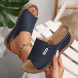 Large-Size Thick-Bottomed Casual Slippers Women 2025 New One-Word Fashion Simple Time Fish Mouth Slippers HZ0115