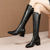 Coarse But Knee Boots Square Head 2025 New High-Heel High-Heel High-Heeling Boots Are Thin But Knee Boots HZ0115