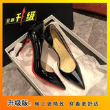Painted Leather Side Empty Red Shoes Fine Black High Heels 2025 Spring And Autumn New Sexy Thin Professional Commute Single Shoes HZ0115