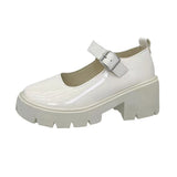 2025 Summer Large-Size New Mary Jane Women's Shoes Thick Heel Thick-Soled JK Uniform Single-Shoe High-Heeled Women's Retro English HZ0115