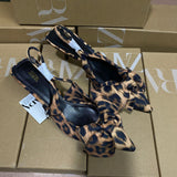 ZAJ2025 Spring New Women's Shoes Black Metal Details Decorate Round Head High Heel Elegant Fashion Sandals HZ0115