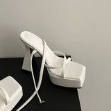2025 Summer New ~ Waterproof Table Cross-Dine After The Open Toe Thick Soles Of The Woman Thick Heeled Sandals HZ0115