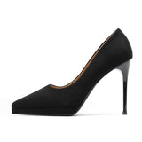 2025 New Sexy Black Pointed Waterproof Table Hate High Heels Women Do Not Grind Their Feet Fine Heel Shallow Commuting Single Shoes HZ0115