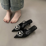 Small Fragrant High-Heeled French Bag Head Half Slippers Fairy Shoes Wear 2025 New Summer Temperament Pointy Single Shoes HZ0115