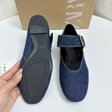 ZA Home 2025 New Female Shoes Temperament Famous Mary Jane Flat-Bottomed Ballet Shoes Flat Heded Shallow Mouth Round Head Single Shoes Women HZ0115