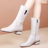 2025 New Autumn And Winter Boots Children Thick Heeled Boots Soft Leather Women's Shoes Winter HZ0115