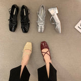 Coarse-Heeled Silver Mary Jane Head Single Shoes Women's Shoes 2025 New Spring Evening Gentle Flat Bottom Shoes HZ0115