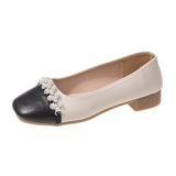 Small Fragrant Style Single Shoes Women 2025 New Fashion Comfortable Square Shoes Shallow Pearl Coarse French Single Shoes HZ0115