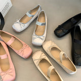 Gentle And Sweet Word With Bow Bean Shoes Female Flat Pig Nose Shoes Ballerina Single Shoes HZ0115