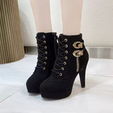 2025 New Ultra-High Heeled Round Head Zipper Short Boots Women With Large Size Martin Boots Tide HZ0115