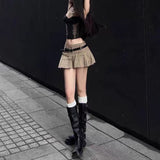 Brown West Cowboy Boots But Knee Boots Metal Belt Buckle Thick And Thick Bottom High-Sleeve Rider Boots Single Boots HZ0115