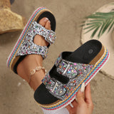 Large-Size Fashion Thick-Bottomed Slippers Double Buckle Wearing Beach Corks Duke Bin Buckle Cold Slippers HZ0115
