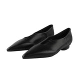 Anaokbos Pointed Shallow Single-Shoe Temperament Retro Early Spring Flat Bottom Casual Low Heel Thin Wedding Shoes Witch Shoes HZ0115
