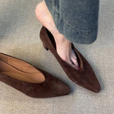 Commuting Scrub Skin Simple One Foot Pedal Single Shoes Women's Shallow Head Retro Coarse Granny Shoes HZ0115