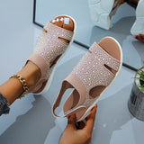 Women's Shoes Summer New Flying Hot Drill Breathable Solid Water Drill Beach Shoes Lightweight Large Women's Sandals HZ0115