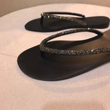 2025 Station Summer New Fashion Water Drill Flip-Flops Flat Bottom Clip Outside Wearing Cold Slippers Large Size Sandals HZ0115