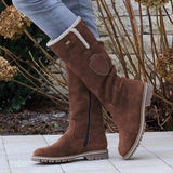 2025 Winter New Long-Winded Snow Boots Side Zipper Tumbling Through The Round Head High-Twind Lady Large Size Snow Boots HZ0115