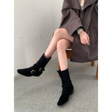 Vintage Vintage Skinny Skinny Short Boots Women's Shoes 2025 New Autumn And Winter Brown Martin Boots French Western Ankle Boots HZ0115