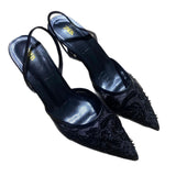 ZA Home 2025 New Women's Shoes Tip Head Behind The Empty Solid Color Embroidery Mesh Fine High Heel Muller Shoes 8326 HZ0115