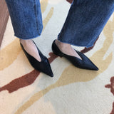 Anaokbos Pointed Shallow Single-Shoe Temperament Retro Early Spring Flat Bottom Casual Low Heel Thin Wedding Shoes Witch Shoes HZ0115