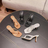 Black Clip Toe Sandals Women Flip-Flops High Heel Pins Outside Wearing Fashion Slippers Outside The Cool Drag Summer HZ0115