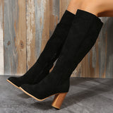Over The Knee Boots Autumn And Winter New Thick And Large Size High-Skinned Velvet Boots Women Tip Side Zipper Long Boots HZ0115