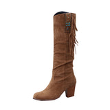 2025 Autumn And Winter New National Wind Lady Large Tid Su Long Boots Side Zipper Coarse And Ladies Boots HZ0115