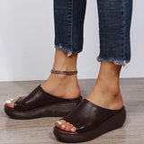 Large-Size Fish Mouth Slope And Slippers Summer New Rubber Thick Leather Casual Women's Shoes HZ0115