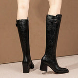 Coarse But Knee Boots Square Head 2025 New High-Heel High-Heel High-Heeling Boots Are Thin But Knee Boots HZ0115